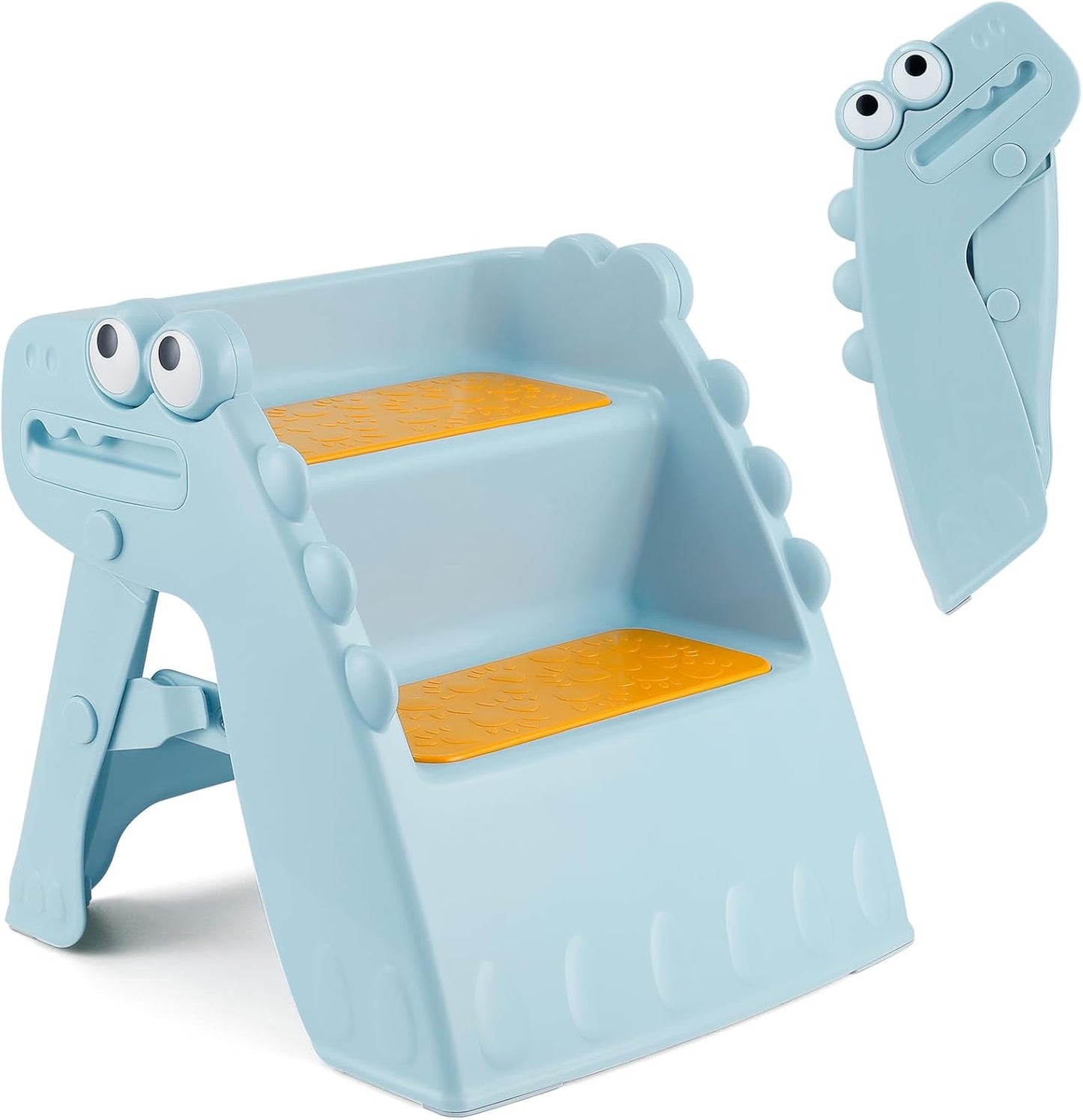Toddler Step Stool Foldable Kids Step Stool with Cute Dinosaur Design