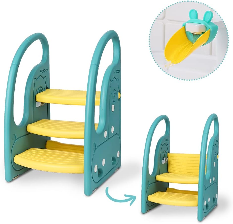 3 Step Stool Onasti Kids Standing Tower with Handles and Non-Slip Pads