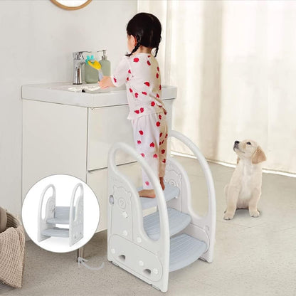 3 Step Stool Onasti Kids Standing Tower with Handles and Non-Slip Pads