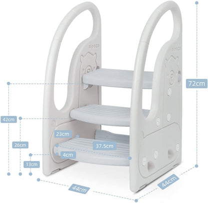 3 Step Stool Onasti Kids Standing Tower with Handles and Non-Slip Pads