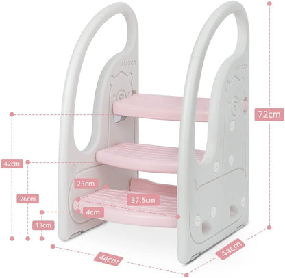 3 Step Stool Onasti Kids Standing Tower with Handles and Non-Slip Pads