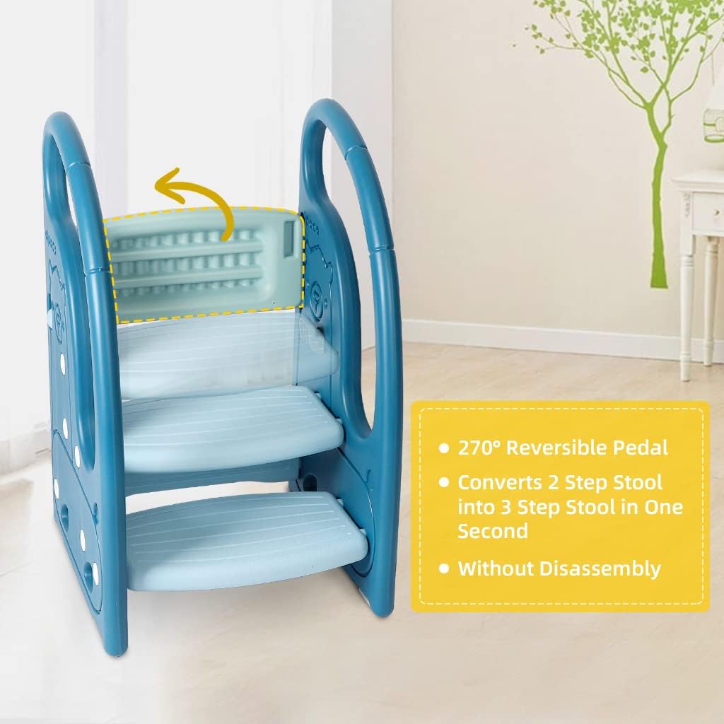 3 Step Stool Onasti Kids Standing Tower with Handles and Non-Slip Pads