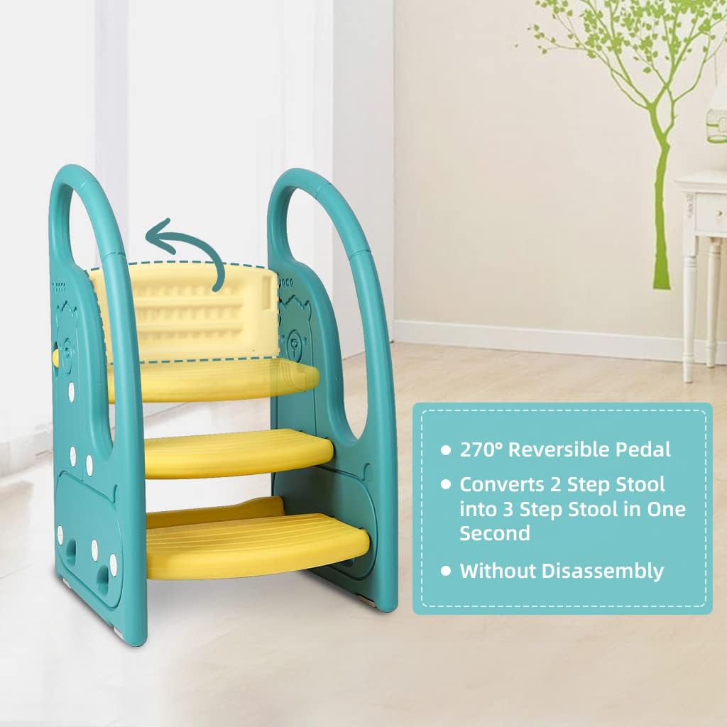 3 Step Stool Onasti Kids Standing Tower with Handles and Non-Slip Pads