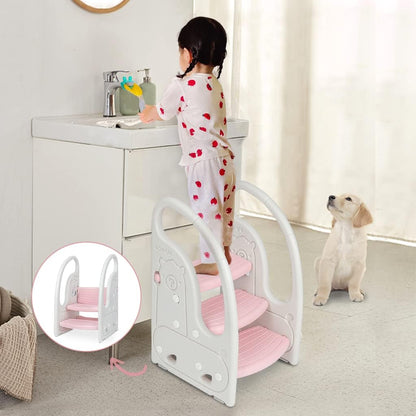 3 Step Stool Onasti Kids Standing Tower with Handles and Non-Slip Pads