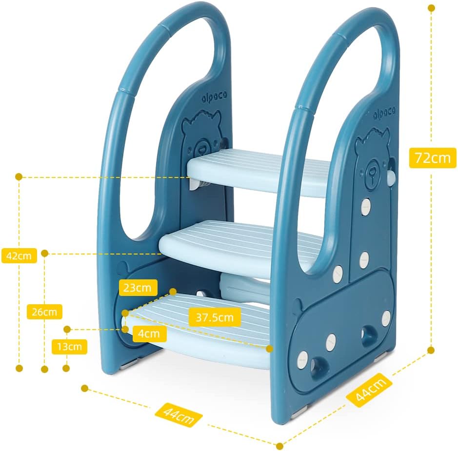 3 Step Stool Onasti Kids Standing Tower with Handles and Non-Slip Pads