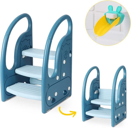 3 Step Stool Onasti Kids Standing Tower with Handles and Non-Slip Pads