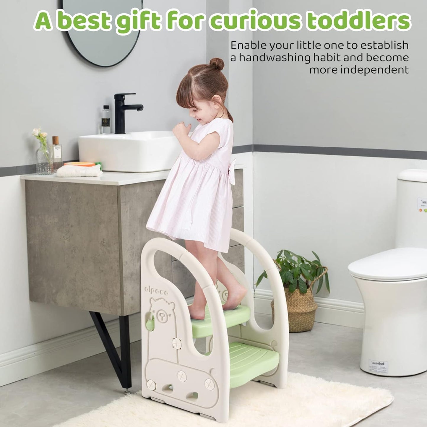 Toddler Step Stool Plastic Ladder Toddler Helper Stool for Bedroom Kitchen Counter