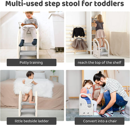 Toddler Step Stool Plastic Ladder Toddler Helper Stool for Bedroom Kitchen Counter