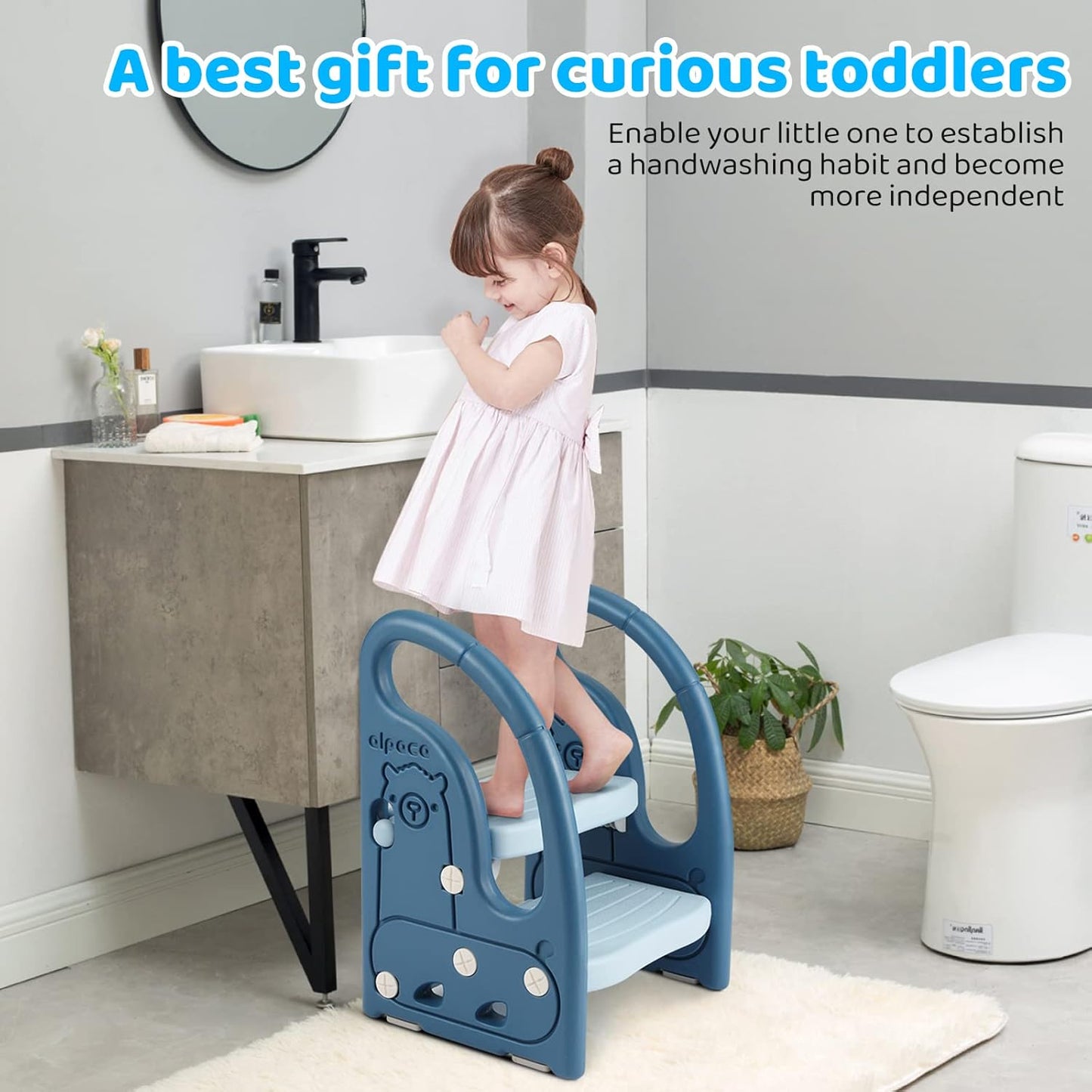 Toddler Step Stool Plastic Ladder Toddler Helper Stool for Bedroom Kitchen Counter