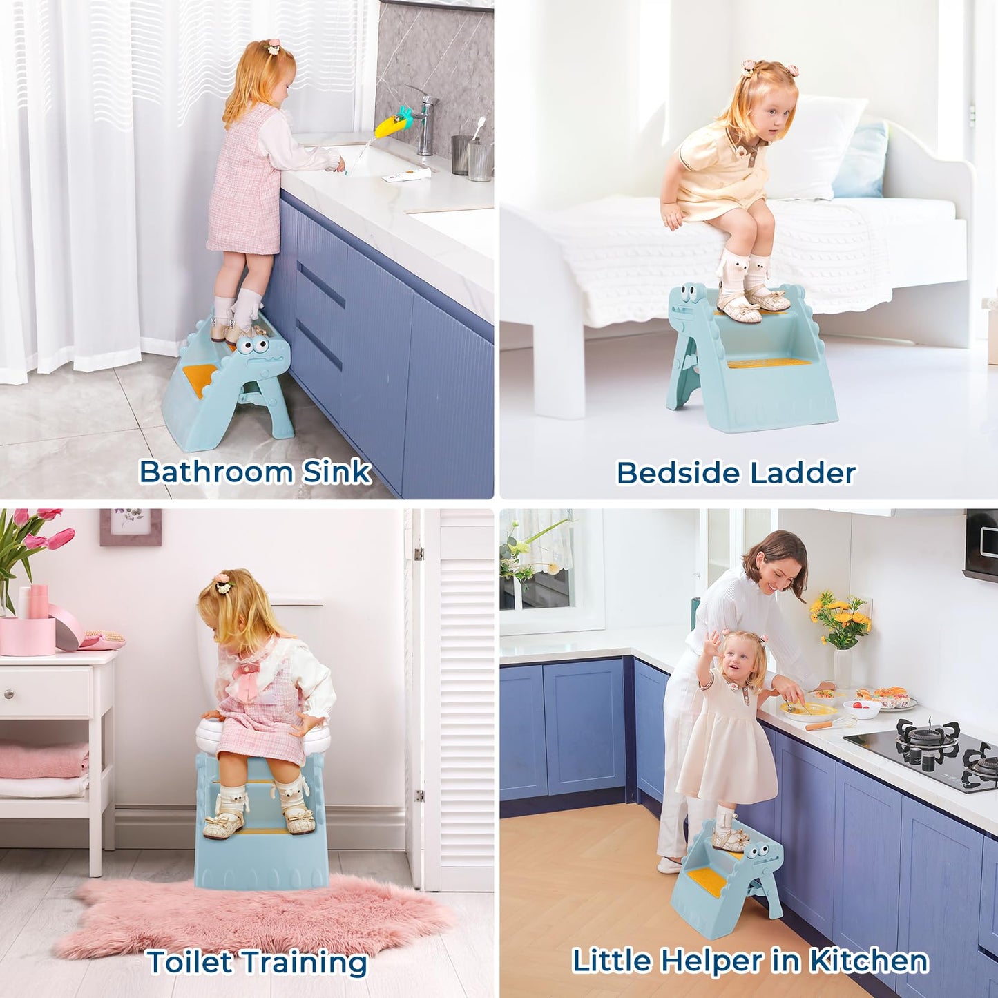 Onasti Toddler Step Stool Foldable Kids Step Stool